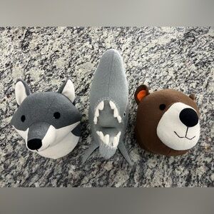 Brown Bear Plush Head Fox head and Shark head